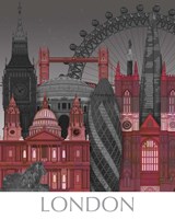 London Elevations by Night Red Fine Art Print