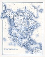 North America in Shades of Blue Fine Art Print