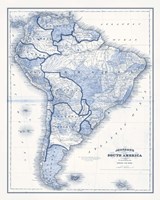 South America in Shades of Blue Fine Art Print