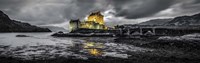 Fairytale Castle Twilight Panorama 3 Black Fine Art Print