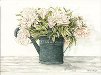 Galvanized Watering Can Peonies Fine Art Print