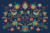 Folk Floral I Dark Fine Art Print