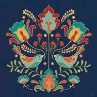 Folk Floral III Dark Fine Art Print