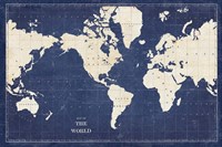 Blueprint World Map Fine Art Print