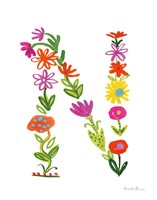 Floral Alphabet Letter XIV Fine Art Print