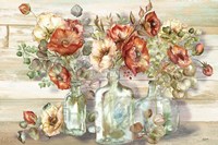 Spice Poppies and Eucalyptus in bottles Landscape Fine Art Print