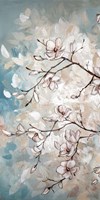 Magnolia Branches on Blue I Fine Art Print