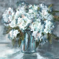 White Hydrangeas on Gray Fine Art Print