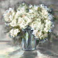 White and Taupe Hydrangeas Sill Life Fine Art Print