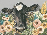 Cow in the Flower Garden Fine Art Print