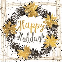 Happy Holidays Birch Wreath Fine Art Print