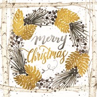 Merry Christmas Birch Wreath Fine Art Print