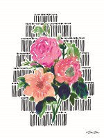 Watercolor Floral with Black Lines Fine Art Print