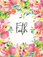 Faith Watercolor Flowers Fine Art Print