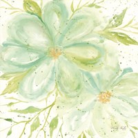 Teal Big Blooms Fine Art Print