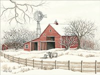 Winter Barn with Windmill Fine Art Print
