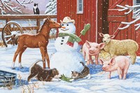 Winter Barnyard Scene Fine Art Print