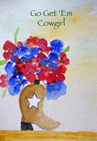 Get 'Em Cowgirl card Fine Art Print