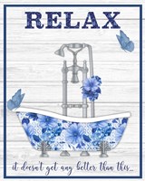 Blue Floral Bath Art A Fine Art Print