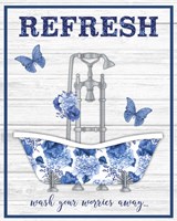 Blue Floral Bath Art B Fine Art Print