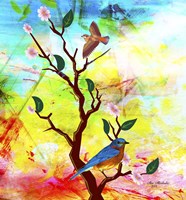 Nature Bird And Flowers Fine Art Print
