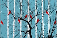 Red Burds And Brunches Fine Art Print