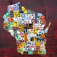 Wisconsin Counties License Plate Map Fine Art Print