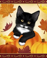 Falling Leaves Cat Fine Art Print