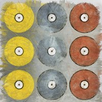 Coloured Records on Grey Texture Fine Art Print