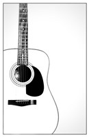 Black and White Classic Guitar, Framed Print