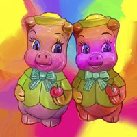 2 Piggies Fine Art Print