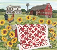 Red & White Farm Quilt Fine Art Print