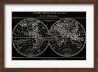 Map of the World Black Fine Art Print