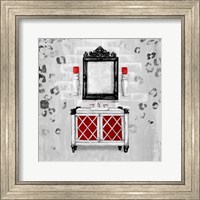 Red Antique Mirrored Bath Square I Fine Art Print
