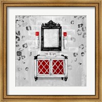 Red Antique Mirrored Bath Square I Fine Art Print