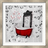 Red Antique Mirrored Bath Square II Fine Art Print