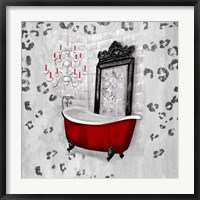 Red Antique Mirrored Bath Square II Fine Art Print