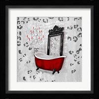 Red Antique Mirrored Bath Square II Framed Print