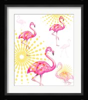Fashion Flamingos Burst I Framed Print
