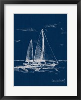 Sailboat on Blue Burlap II Fine Art Print