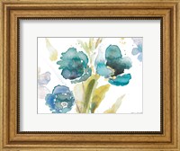 Blue Watercolor Modern Poppies II Fine Art Print