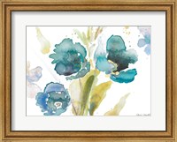 Blue Watercolor Modern Poppies II Fine Art Print