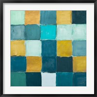 Teal and Gold Rural Facade I Fine Art Print
