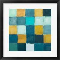 Teal and Gold Rural Facade I Framed Print