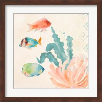 Tropical Teal Coral Medley I Fine Art Print
