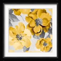 Yellow and Gray Floral Delicate I Fine Art Print