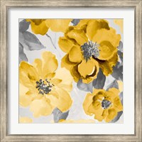 Yellow and Gray Floral Delicate I Fine Art Print