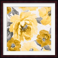 Yellow and Gray Floral Delicate II Fine Art Print