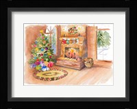Santa's Fireplace and Tree Scene Fine Art Print