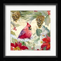 Cardinal and Pinecones I Fine Art Print